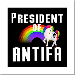 President of ANTIFA black power rainbow unicorn Posters and Art